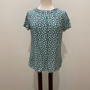 Women’s Boden White With Green Dot Leaf Design Short Sleeve Size 6